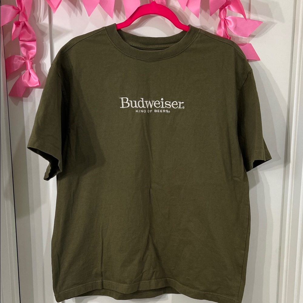 PacSun Olive Green Budweiser Logo Short Sleeve Tee
